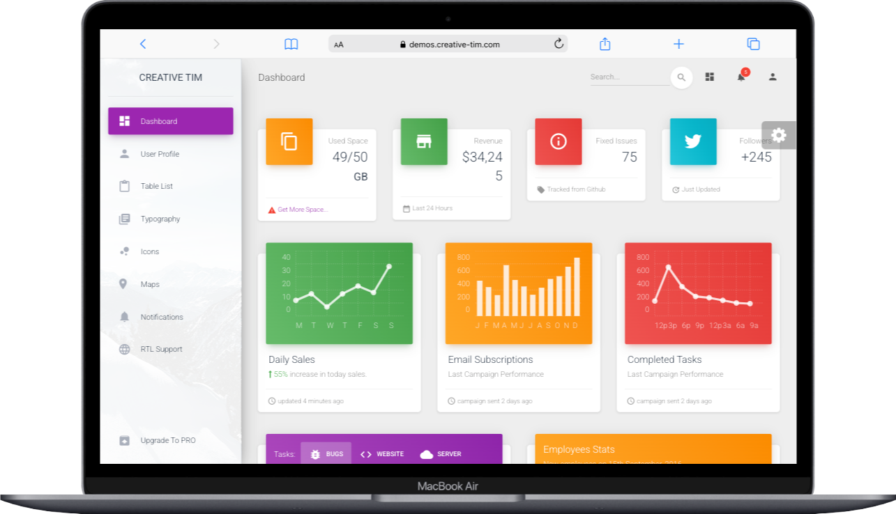 Material Dashboard BS4