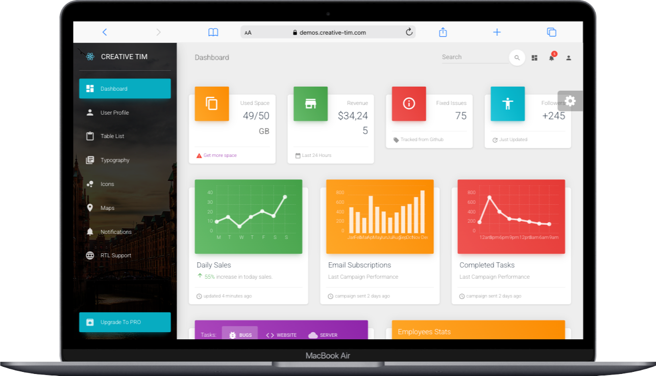 Material Dashboard UI v4