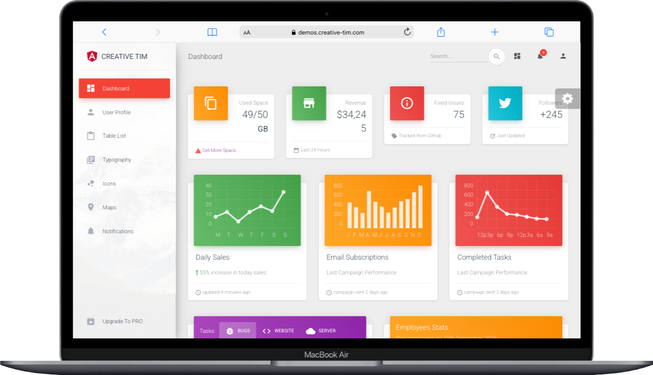 Material Dashboard Angular