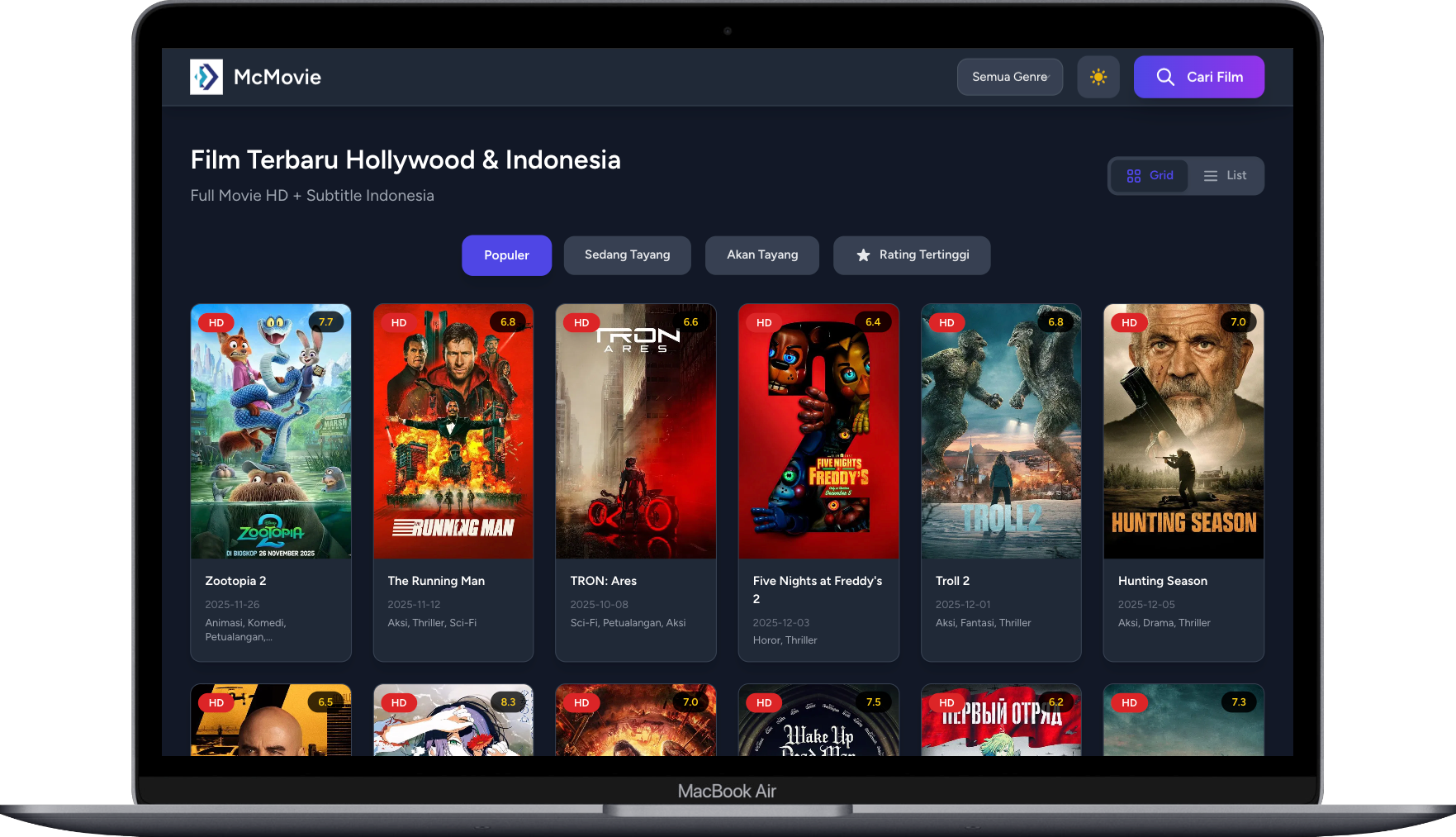 Aplikasi Web Movie Integrasi TMBD